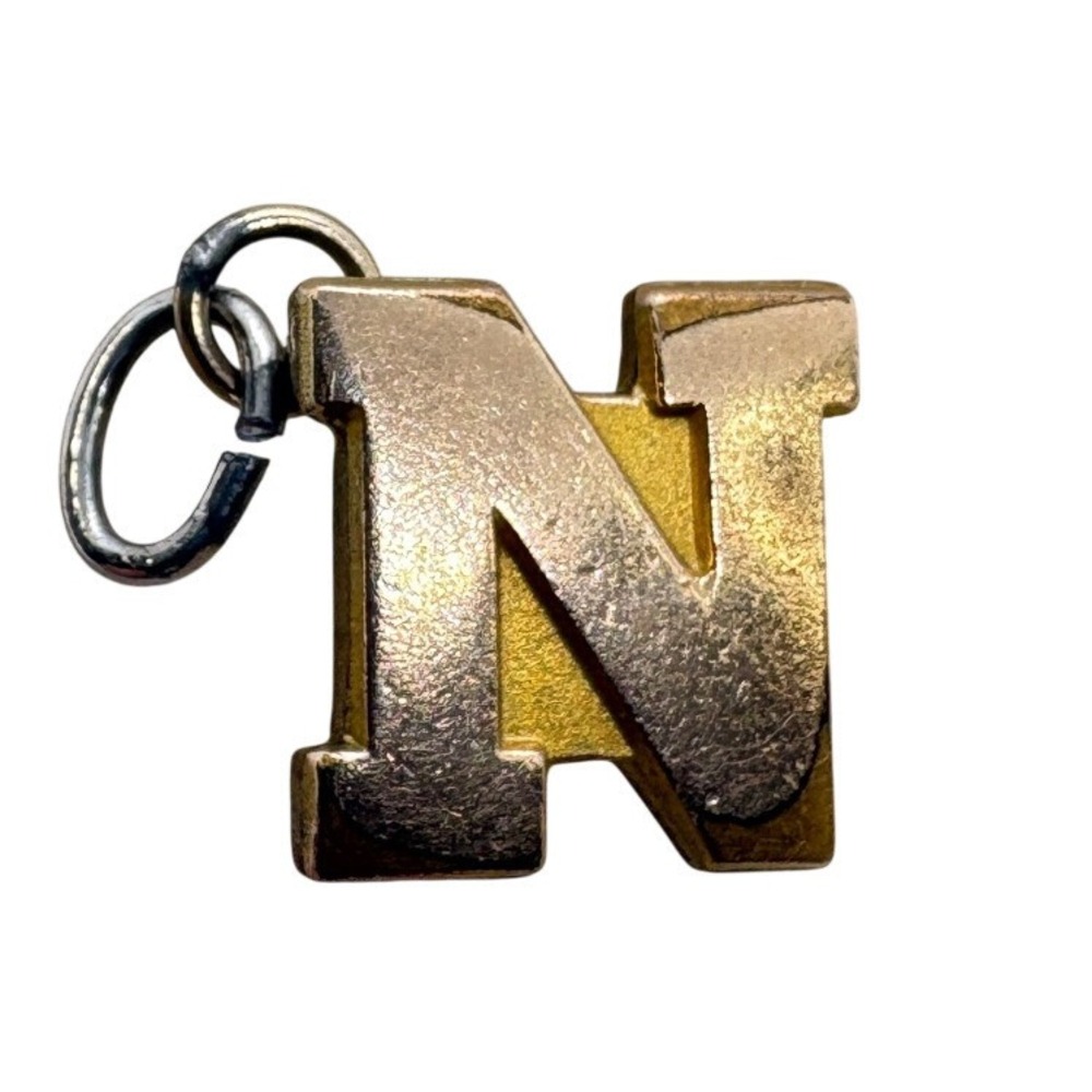 Vintage Gold Filled Nebraska Letter N Charm Two Tone Initial Pendant 1.05g
